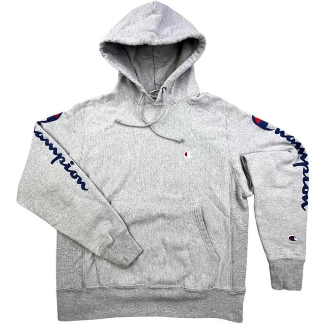 Vtg Champion Reverse Weave Hoodie Sweatshirt Mens M Gray Sleeve Logo