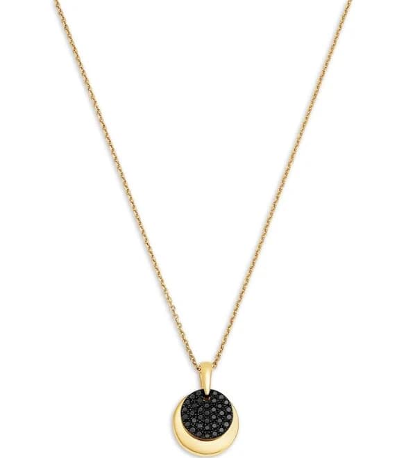 Bloomingdale's 14K Yellow Gold Black Diamond Circle Pendant Necklace