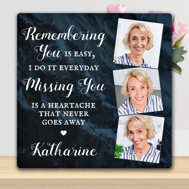 Memorial Remembrance Poem Personalized 3 Photo Plaque