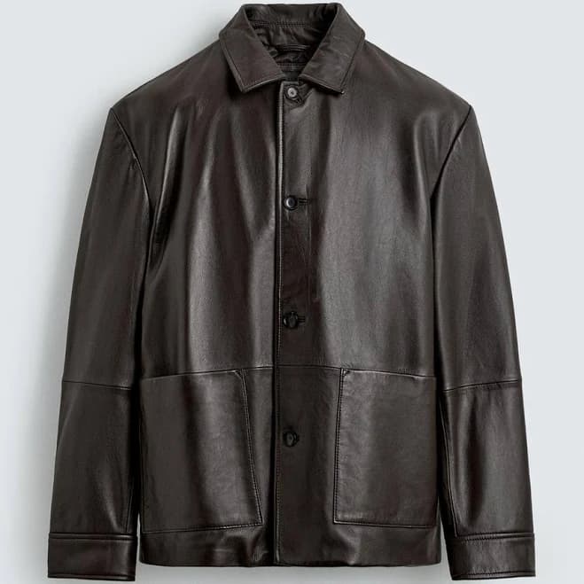 Zara Men's Nappa Leather Pocket Jacket