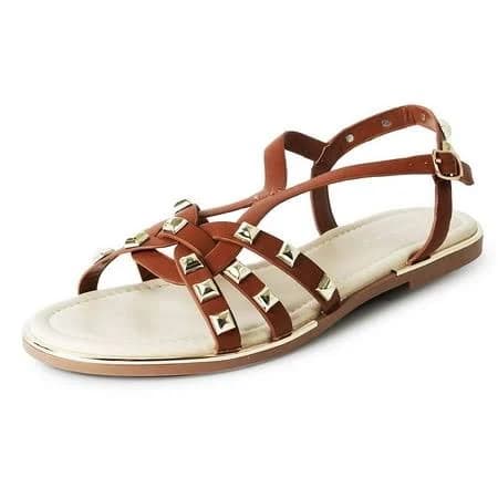 J. Adams Jennifer Stylish Vegan Leather Sandals with Gold Studs