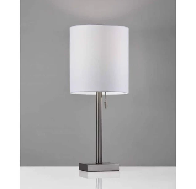 HomeRoots 22" Geometric Empire Standard Light Bulb Bedside Table Lamp