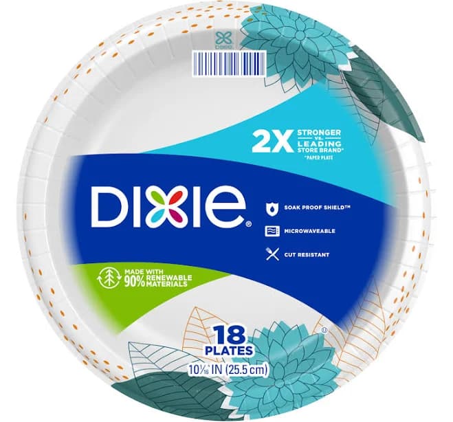 Dixie Paper Plates 10 Inch 18 Count