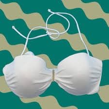 Victoria's Secret Bikini Top 34D White Metal VS Essential Push Up Full Coverage Underwired Halter Top