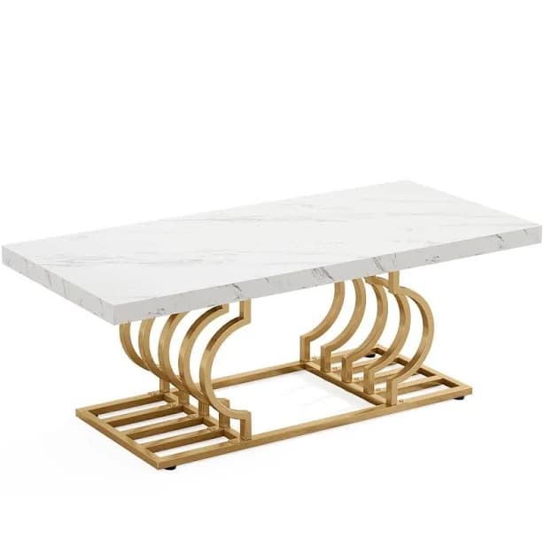 BYBLIGHT Kerlin 47 in. Gold Rectangle Wood Coffee Table