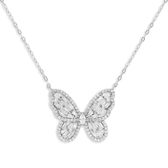 Holiday Lane Sterling Silver Pave Butterfly Pendant Necklace