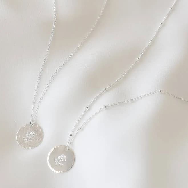 Sterling Silver Rose Pendant Necklace