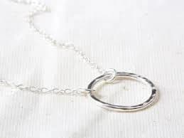 Silver Circle Necklace - Sterling Silver Eternity Necklace - Adjustable Silver Circle Pendant - Hammered Circle Necklace - Simple Necklace