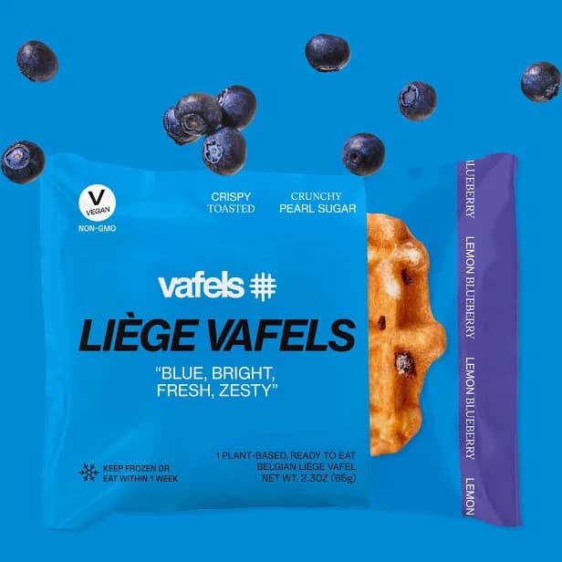 VAFELS - 100% Plant-based Liège Style Belgian Sweet Waffles (Blueberry) 6ct