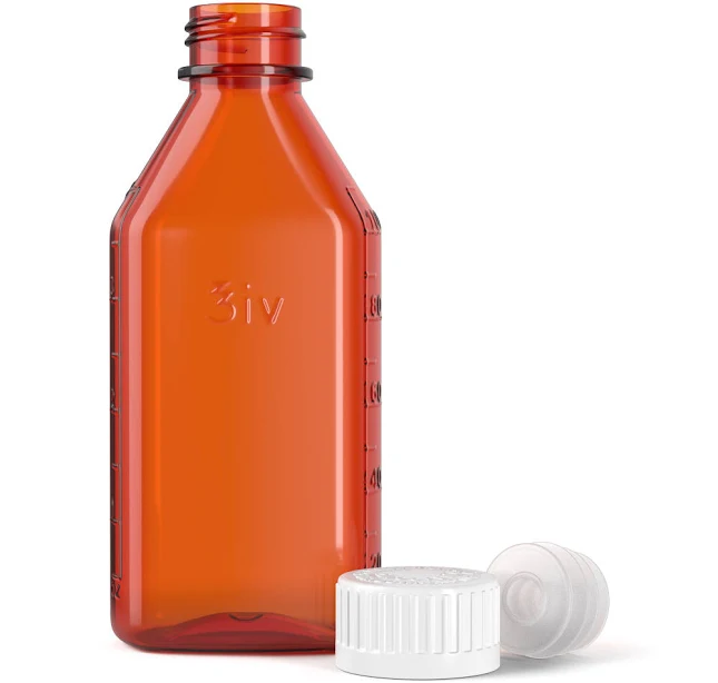 Child Resistant Amber Oval Liquid Medicine Syrup Bottles