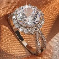 luxury large round zirconia ring women bride - Temu Mexico