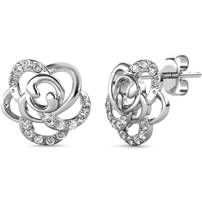 Cate and Chloe Briella Flower Stud Earrings with Swarovski Crystal
