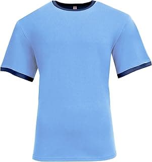 N3518 Men Short Sleeve T-Shirt Softek Regular-Fit Ringer Crewneck Tee