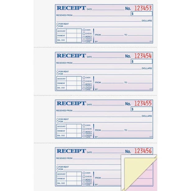 Adams 3-Part Carbonless Receipt Book