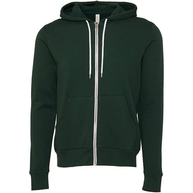 bella + canvas Canvas Zip-up Polycotton Fleece Hooded Sweatshirt / Hoodie Adult