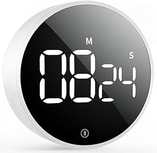 Digital Kitchen Timer - Magnetic Countdown Countup Timer with Large LED Display Volume Adjustable, Easy for Cooking and for Seniors and Kids to Use (White)