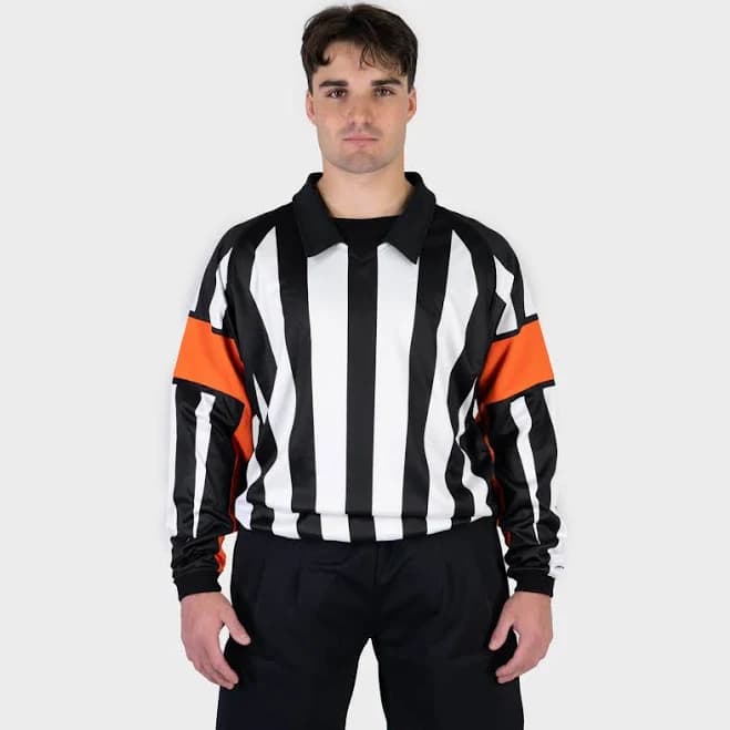 ZEBRASCLUB ZRE Hockey Referee Jersey with Sewn-In Armbands