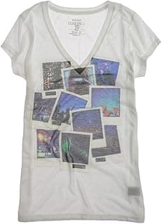 Womens Sublimation Party Photo Graphic T-Shirt, White, Large