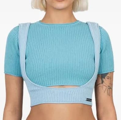 House of Sunny Ribbed-Knit Cut-Out Top