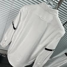 Mens Double Sleeve White Shirt - Black Ribbon Accent, Slim Fit, Commute & Casual Style. Premium Cotton, Buy Now! from Dhgate Mens Casual Shirts - price 49.47