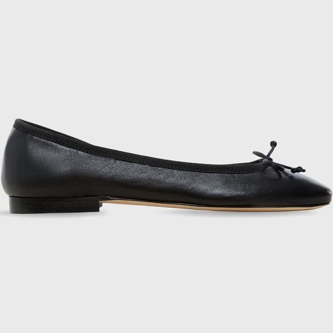 Ann Mashburn Square Toe Leather Ballet Flats