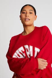 VARSITY SWEATSHIRT RUBY/WHITE – The Bar