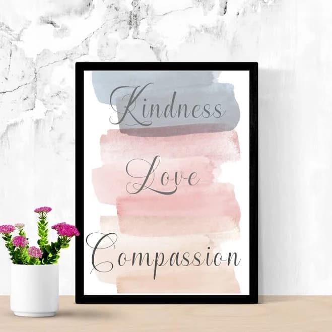 Kindness Love Compassion Digital Print Wall Art, Art Deco Wall Art, Printable Wall Art, Home Decor Art, Art for Living room, House Warming