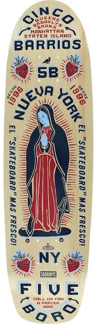 5BORO NYC Skateboards Cinco Barrios Natural Cruiser Skateboard Deck