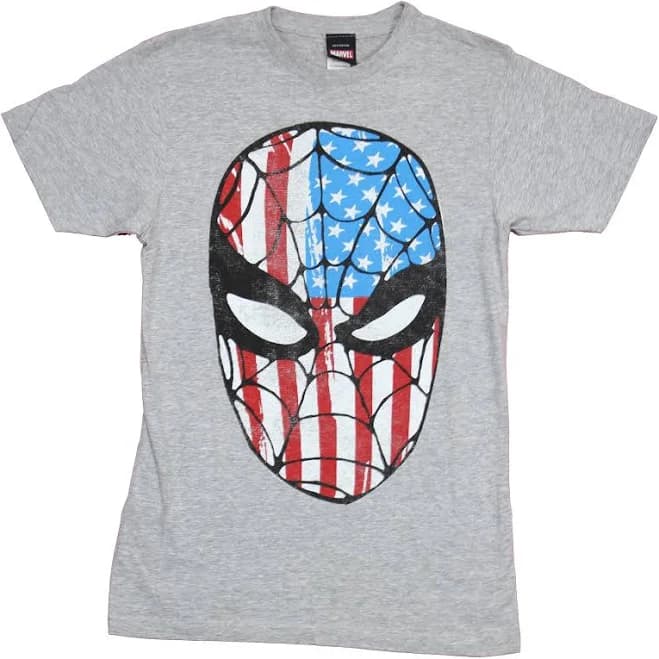 Marvel Comics Spider-Man American Flag Face T-Shirt