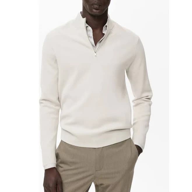 MANGO Men's Perkins Neck Knitted Sweater