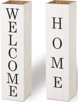 Glitzhome Double Sided Solid Wood Boxed "WELCOME HOME" Porch Sign