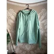 Set Active Zip Up Oversized Cotton Hoodie in Light Green
