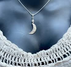 Abalone Shell Crescent Moon Necklace, Pearl Pendant, Sterling Silver Plated Chain - Etsy