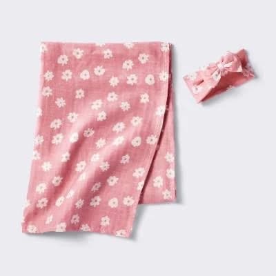 Cloud Island Hospital Swaddle and Headwrap Gift Set