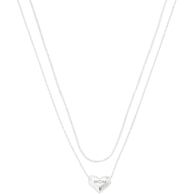 Believe by Brilliance Women's Fine Silver Plated Mom Heart Necklace Set