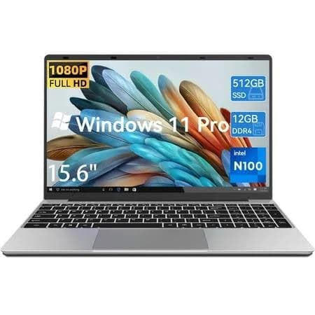Windows 11 Pro 15.6inch 12GB RAM 512GB SSD 12th Gen Intel N100 Processor 1920x1080