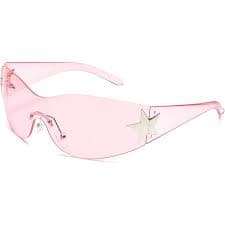 Amazon.com: LJTJTAV Frameless Retro Small Oval Sunglasses Women Metal Glasses Clear Pink Lens Eyewear,Gold,Brown : Clothing, Shoes & Jewelry