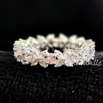 925 Silver Floral Vine Eternity Ring with Diamonds