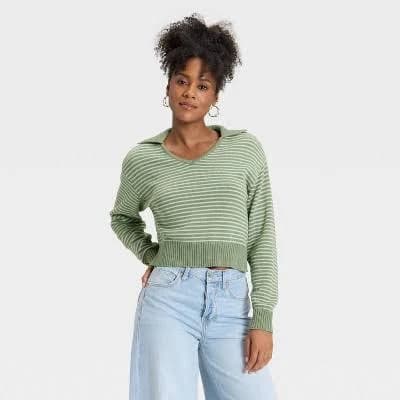 Women's universal thread Collared Neck Pullover Sweater