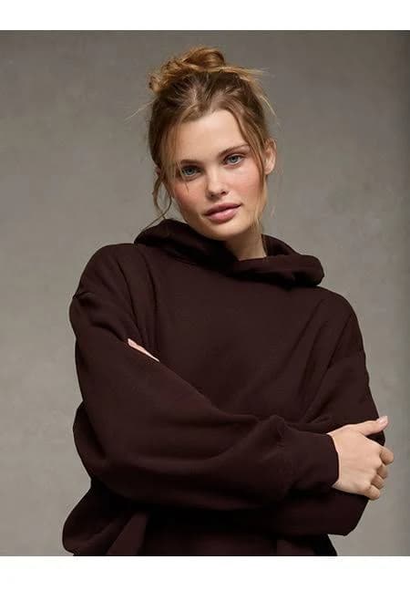 Women AE Everyday Luxe Hoodie Super Soft Fleece Pullover Sweatshirt