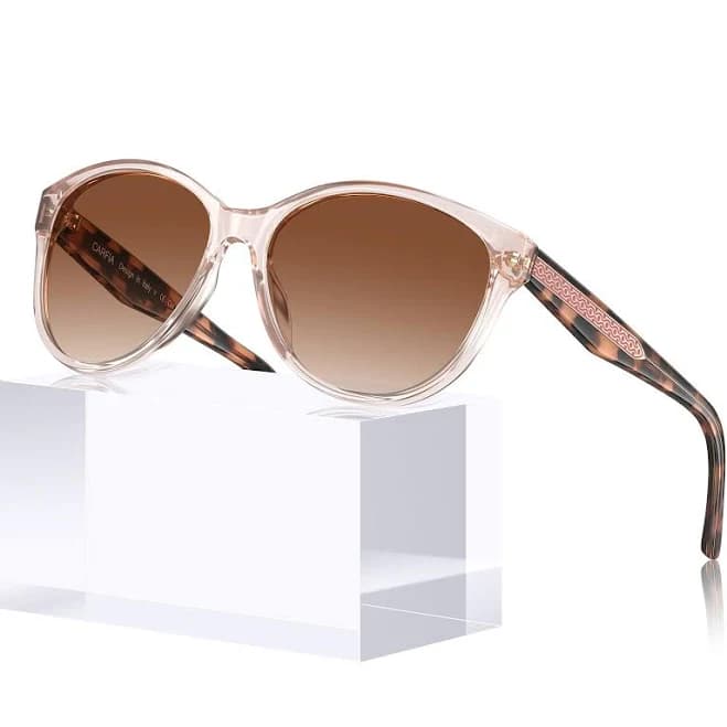 Clear Pink Cateye Polarized Sunglasses For Women Uv Protection, Retro
