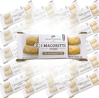 I Macoritti MAXI Breadsticks | Dip & Bread Sticks Snacks - Authentic Italian bread Snack, Grab-and-Go Convenience, Oven-Baked, Non-GMO, Preserve Free, Zero Sugar, Made in Italy - 0.49 oz, Pack of 25