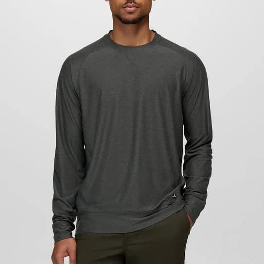 Men's prAna Altitude Tracker Light Crew in Black, Size XL