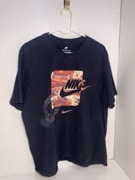 Nike Men's Short Sleeve Swoosh Logo Printed T-Shirt Black Orange Red XL | eBay