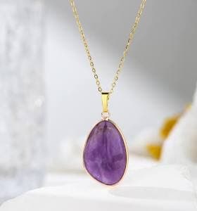 Natural Crystal Raw Stone Pendant Necklace