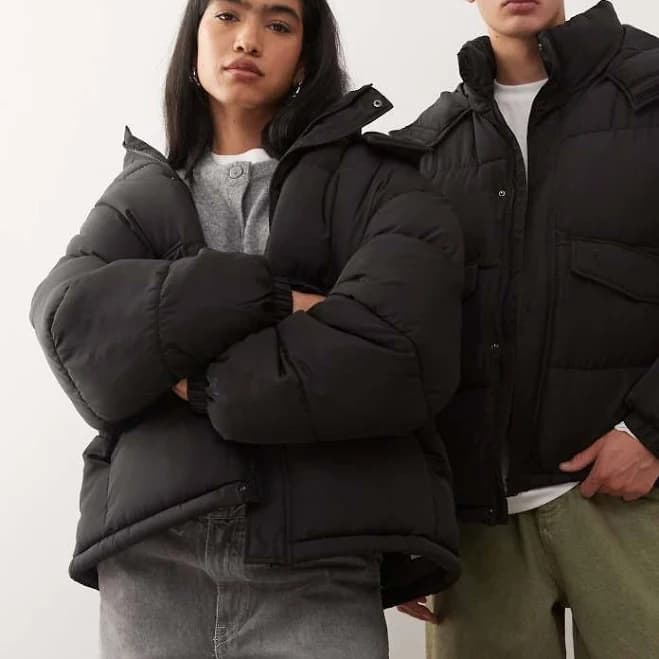 COLLUSION Unisex Puffer Jacket with Hood