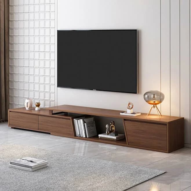 Fero Minimalist Rectangle Extendable TV Stand with 3 Drawers Up to 110