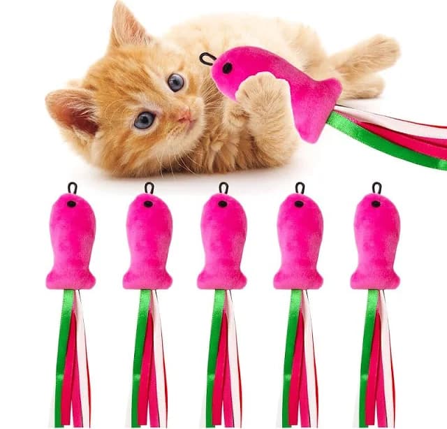 Cat Toys Pink Fish 5pcs Catnip Toys For Cats Flopping Cat Fish Toy