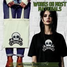 Wrench Skull Patch Mechanic Skull Crossbones Biker Skull Iron on Embroidery Patch - Choose Size - Etsy