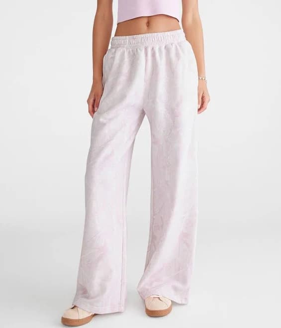 Aeropostale Women's Cloud Soft High-Rise Wide Leg Camo Sweatpants